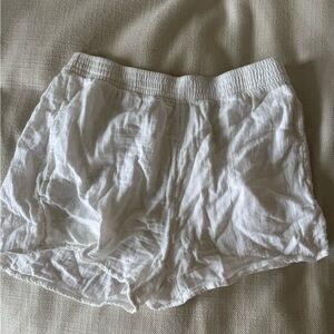 Aritzia High Waist White Linen Shorts